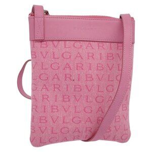BVLGARI Logo Mania Shoulder Bag Canvas Pink Silver
